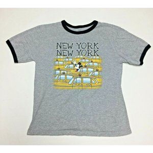 Disney Store Mickey Mouse New York Boys T-shirt Size L 10 12 Gray Graphic Tee A